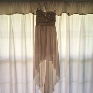 Beige/gold semi formal or prom dress